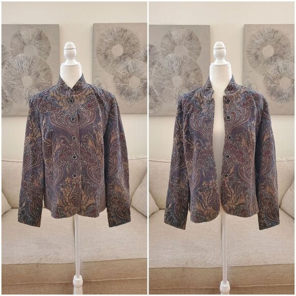 Coldwater Creek Paisley Jacquard Blazer sz Lg - Picture 1 of 12